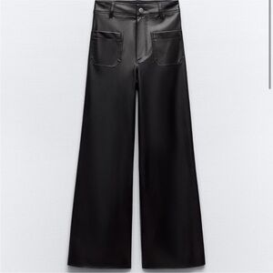 Zara Black Faux Leather Trousers